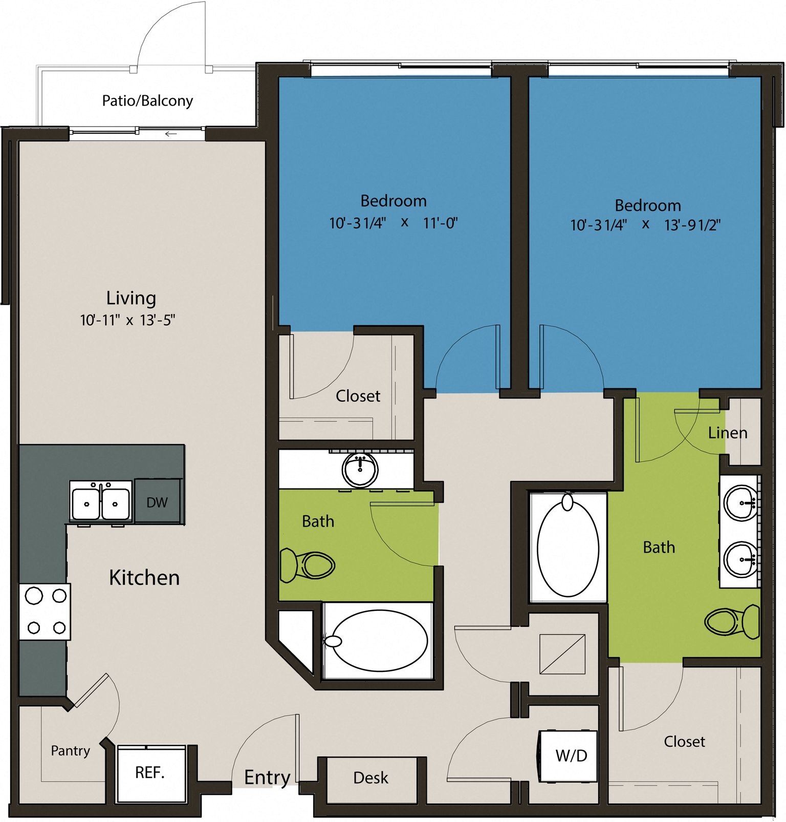 Floor plan layout diagram for 2E